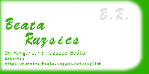 beata ruzsics business card